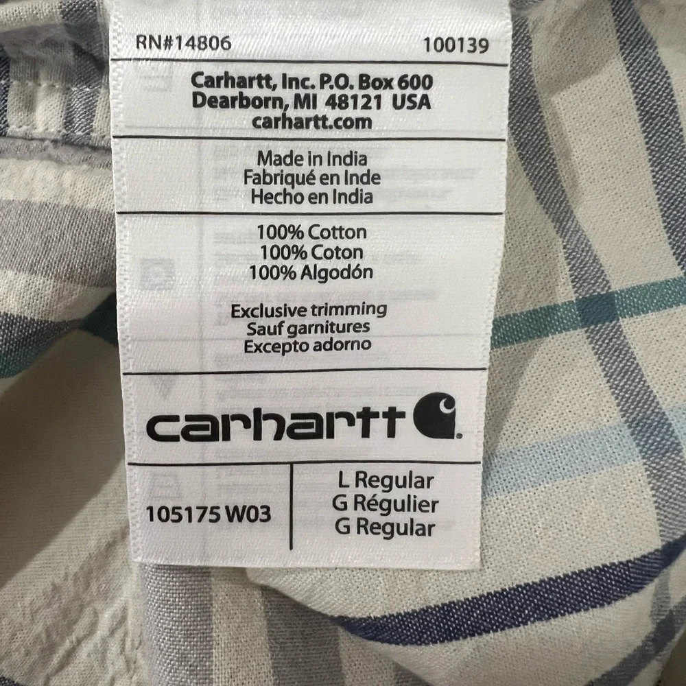 Carhartt Loose Fit Midweight Short-Sleeve Plaid Shirt in Gray Men's Size L